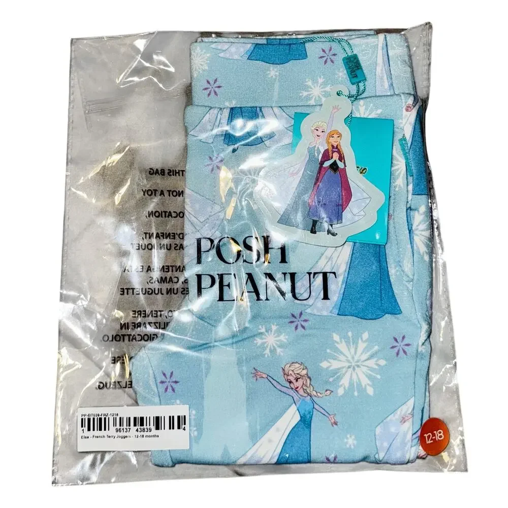 NWT Posh Peanut Elsa French Terry Pants Joggers Toddler 12-18 Mon Frozen Bamboo - Picture 4 of 4
